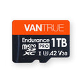 Carte microSD Vantrue Endurance PRO 1 To, classe U3, A2, V30, vue de face sur fond blanc