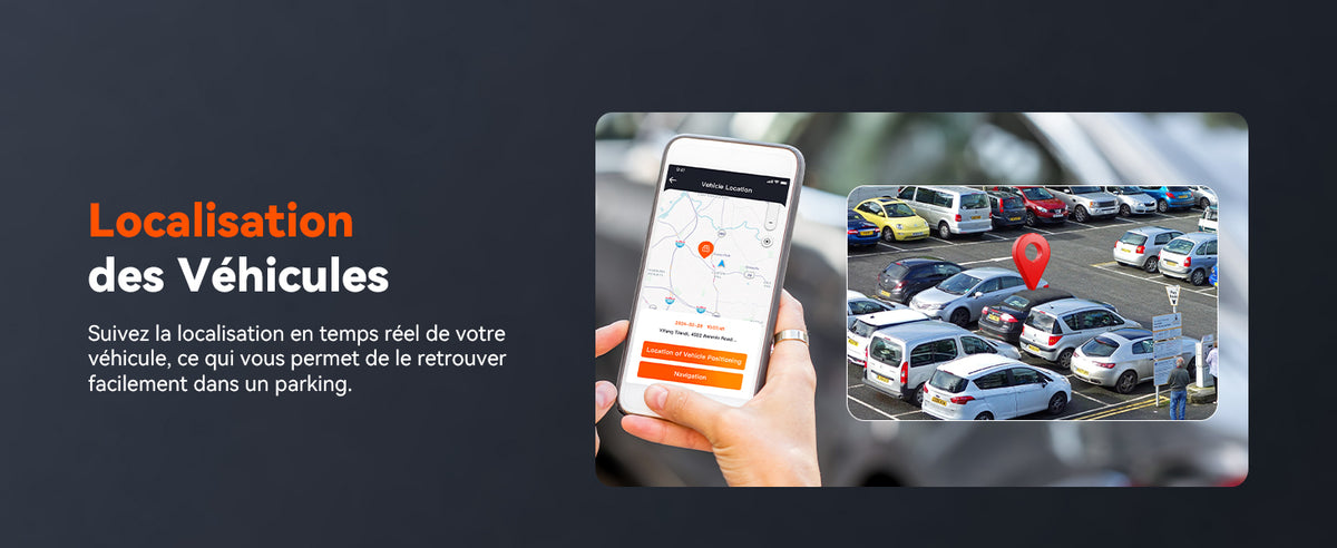Module 4G LTE Vantrue : localisation du véhicule en temps réel sur la carte de l'application