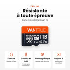 Carte microSD Vantrue 1 To : résistante à l'eau, à la chaleur et au froid, aux aimants et aux rayons X
